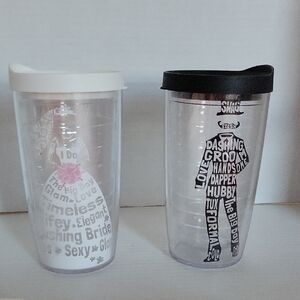 16 Oz Tervis Bride Groom Wedding Couple Travel Tumblers Dress Tuxedo Wifey Hubby